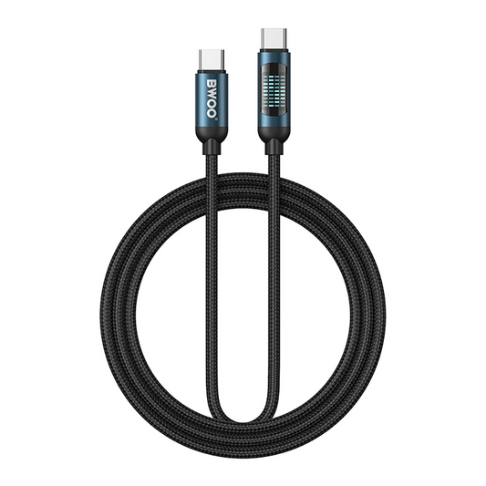 USB-C Data- og Opladningskabel - USB-C BWOO BO-X304 Led, 60W, 1m, Sort