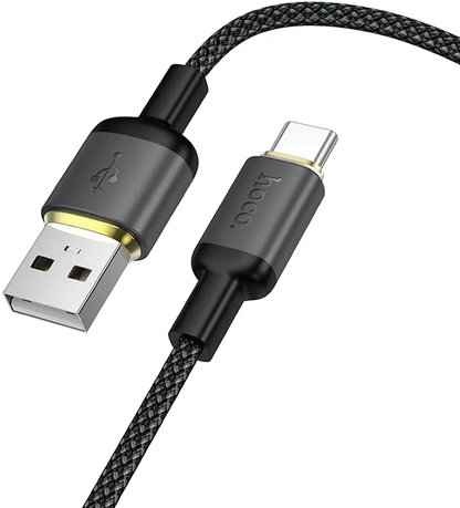 USB-A - USB-C Data- og Opladningskabel HOCO X128 Benefit, 36W, 1m, Sort