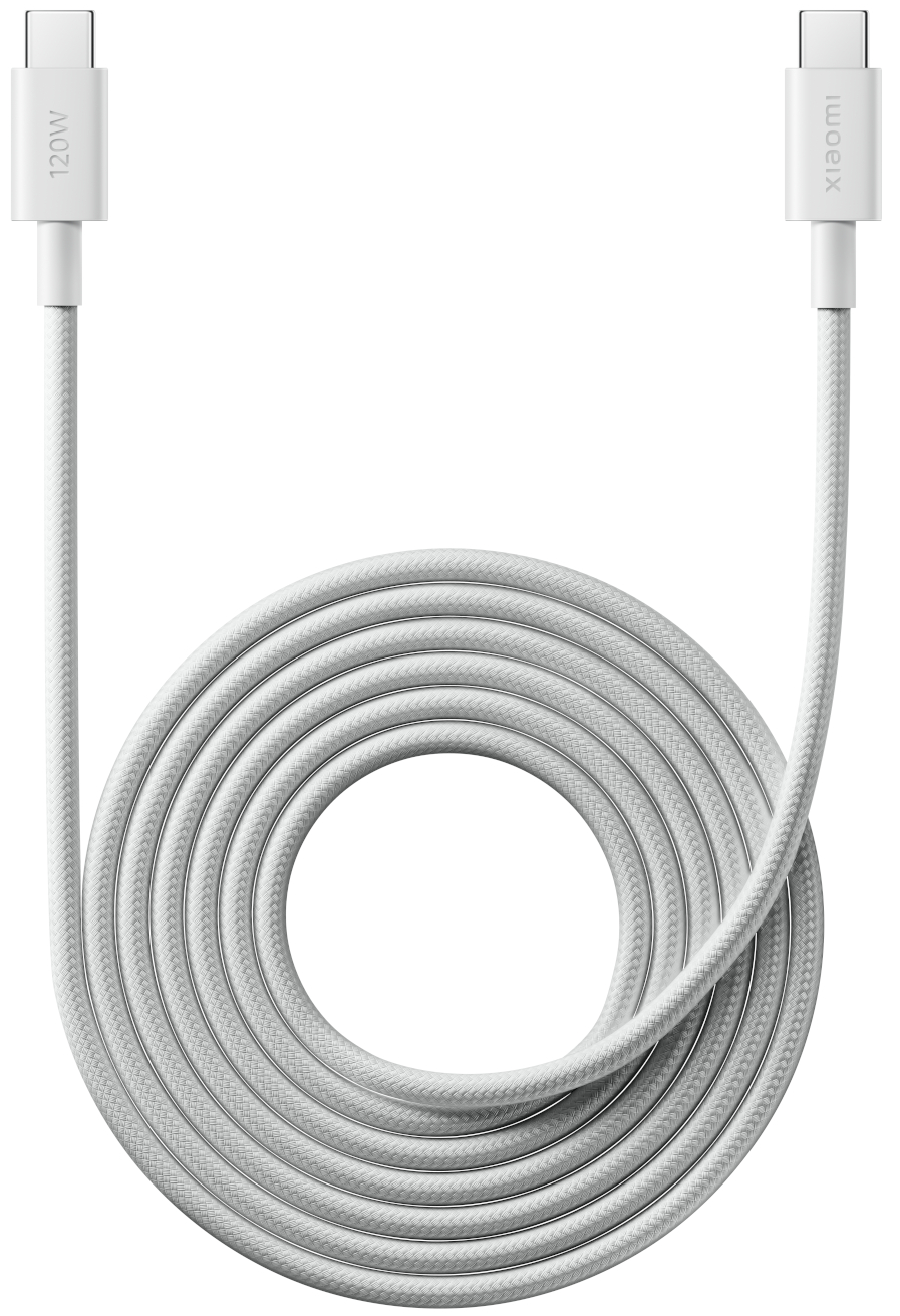 USB-C Data- og Opladningskabel - USB-C Xiaomi, 120W, 2m, Hvid BHR087AGL