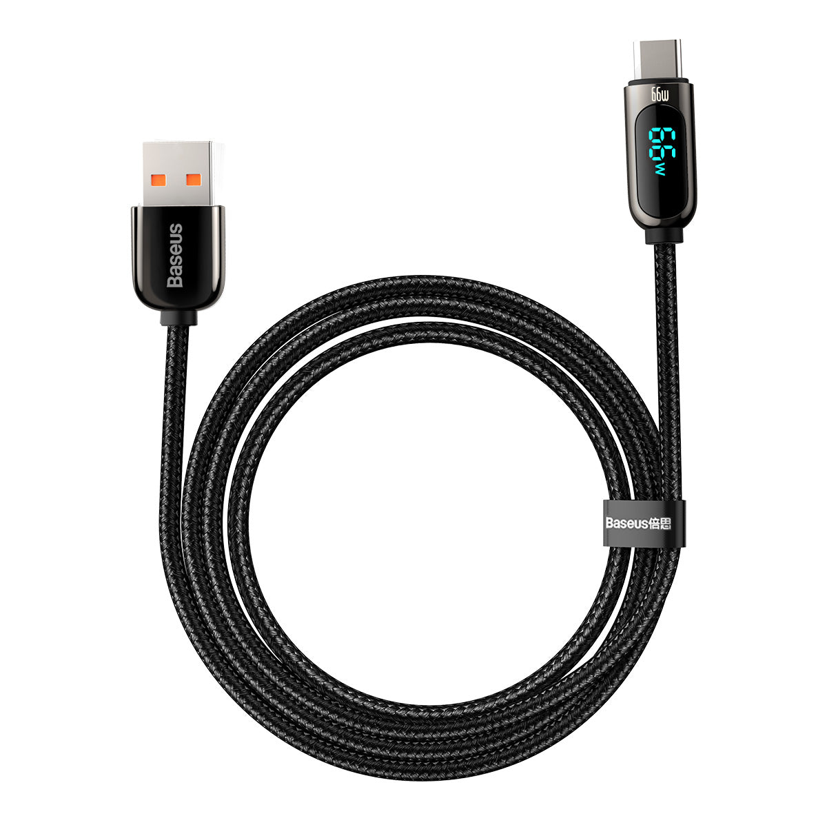 Data- og opladningskabel USB-A - USB-C Baseus Display, 66W, 2m, Sort CASX020101