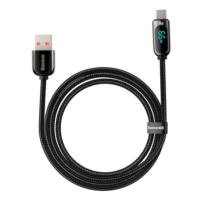 Data- og opladningskabel USB-A - USB-C Baseus Display, 66W, 2m, Sort CASX020101