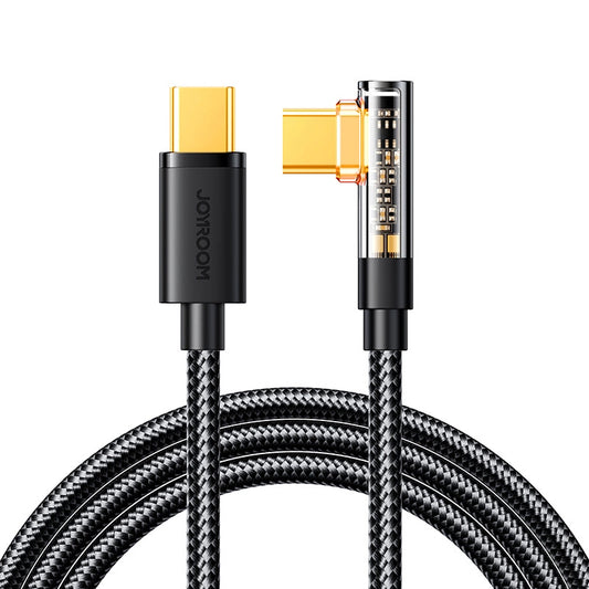 USB-C data- og opladningskabel - USB-C Joyroom S-CC100A6 Angled, 100W, 1.2m, Sort