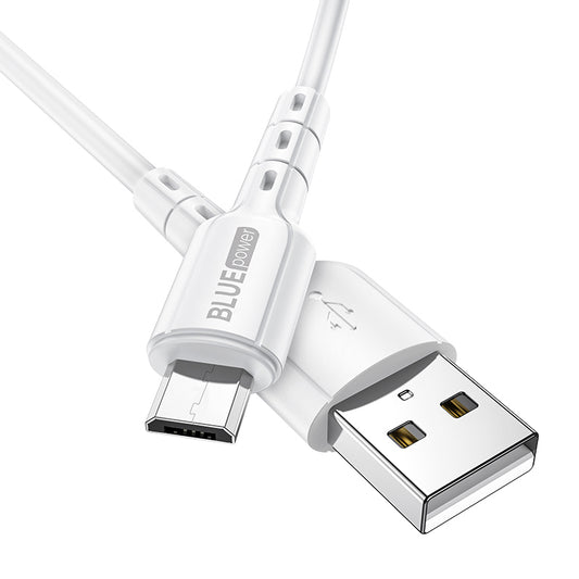 USB-A - microUSB data- og opladningskabel BLUE Power BMDU01 Novel, 18W, 1m, Hvid