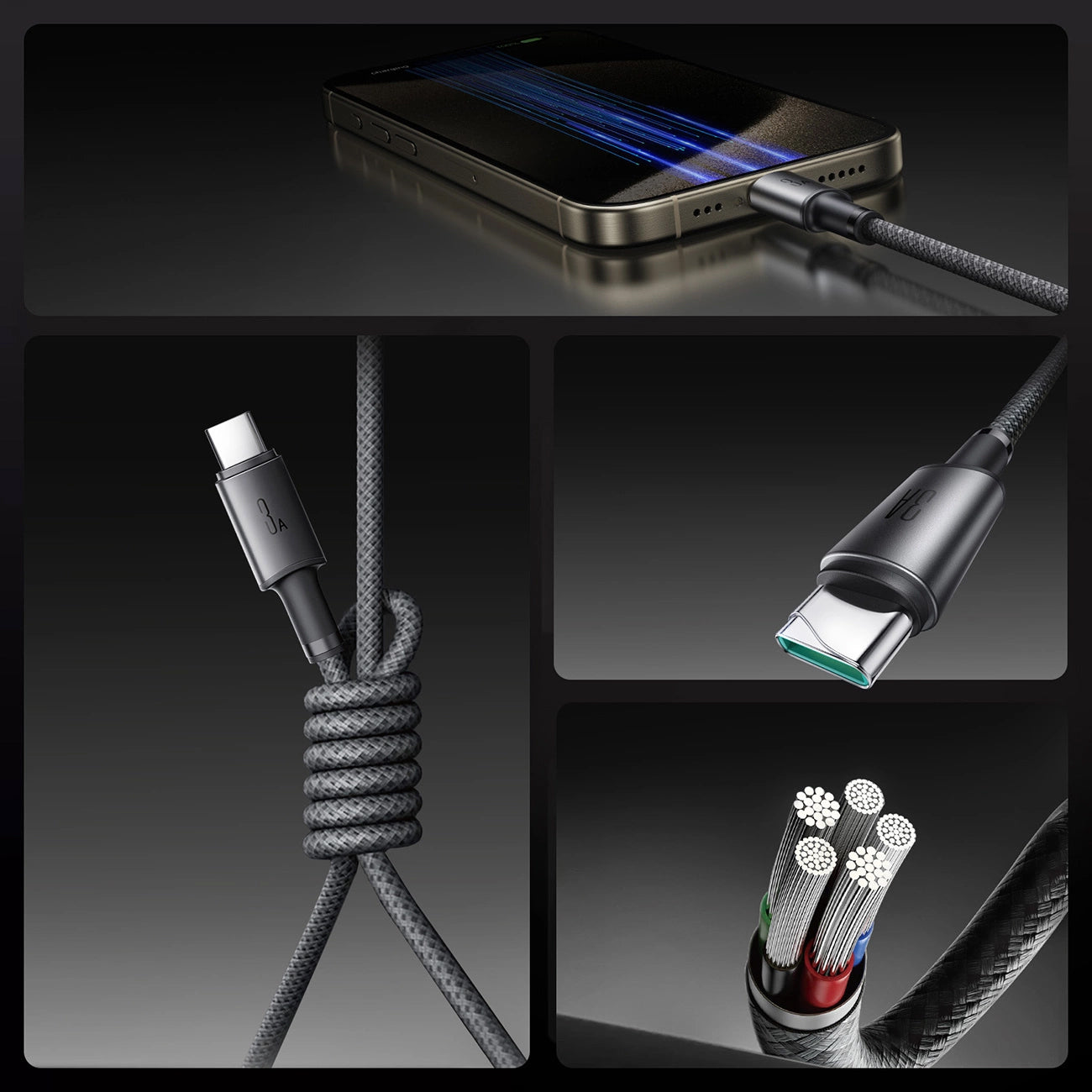 Data- og opladningskabel USB-A - USB-C Joyroom S-A50, 60W, 1.2m, Grå