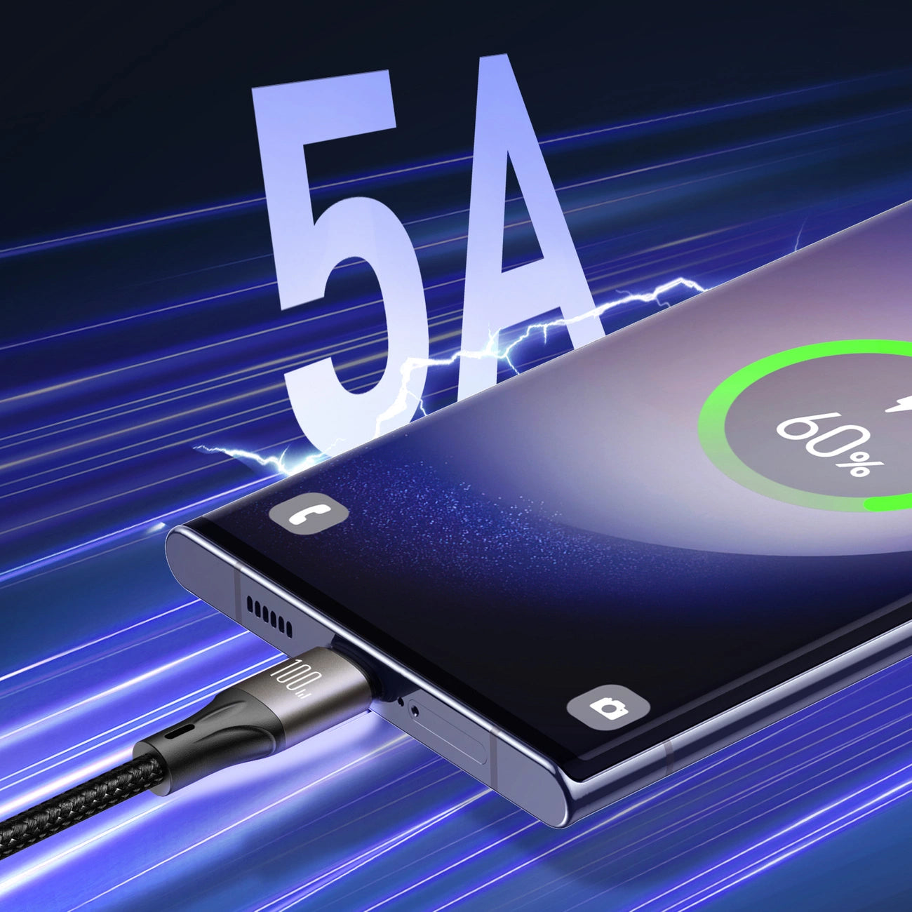 USB-C Data- og Opladningskabel - USB-C Joyroom S-A25 Light-Speed, 100W, 1.2m, Sort