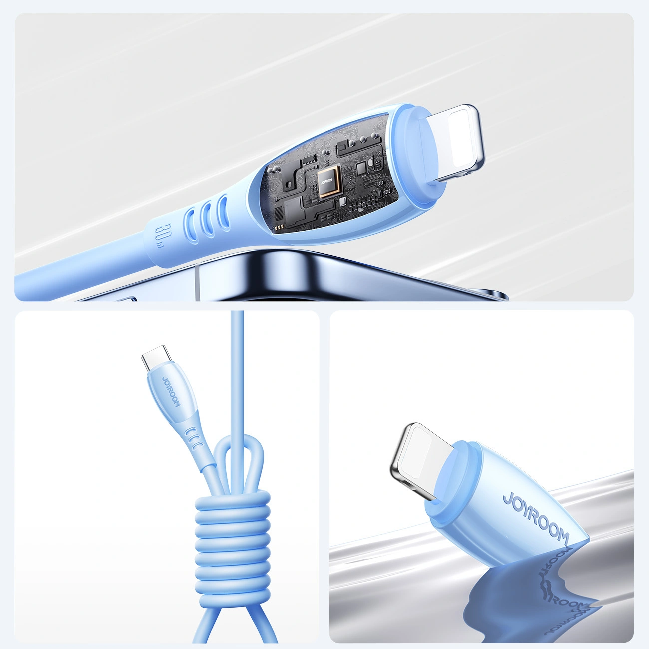 Data- og opladningskabel USB-C - Lightning Joyroom S-A59 Vibrant, 30W, 1.2m, Blå