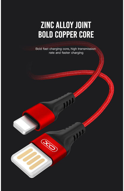 Data- og opladningskabel USB-A - microUSB XO Design NB118, 18W, 1m, Rød