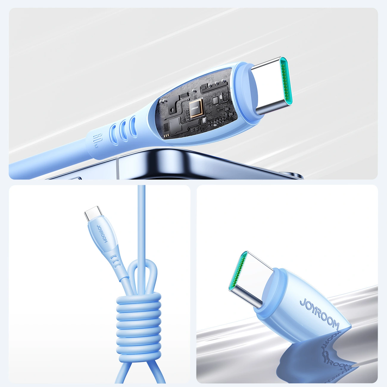 Data- og opladningskabel USB-C - USB-C Joyroom S-A59 Vibrant, 60W, 1.2m, Blå