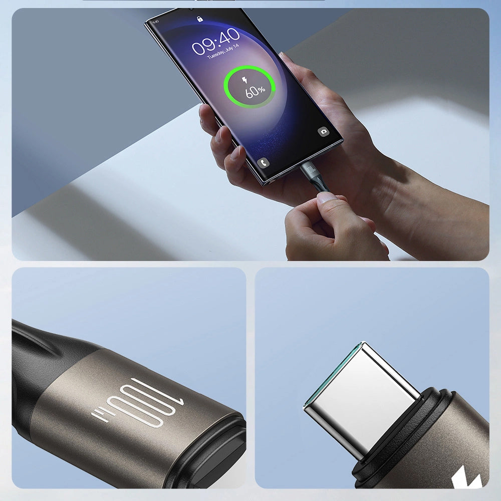 USB-C Data- og Opladningskabel - USB-C Joyroom S-A25 Light-Speed, 100W, 1.2m, Sort