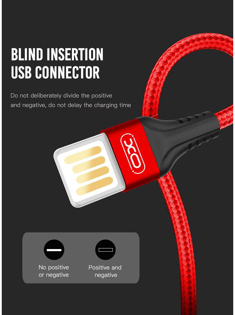 Data- og opladningskabel USB-A - microUSB XO Design NB118, 18W, 1m, Rød