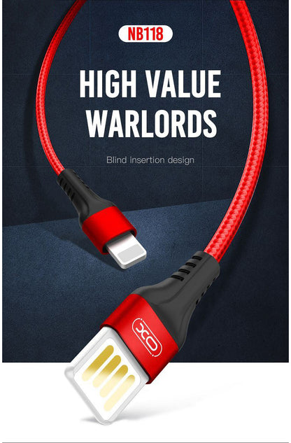 Data- og opladningskabel USB-A - microUSB XO Design NB118, 18W, 1m, Rød