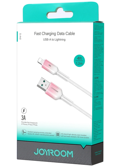 USB-A til Lightning data- og opladningskabel Joyroom S-A42, 18W, 1,2m, hvid