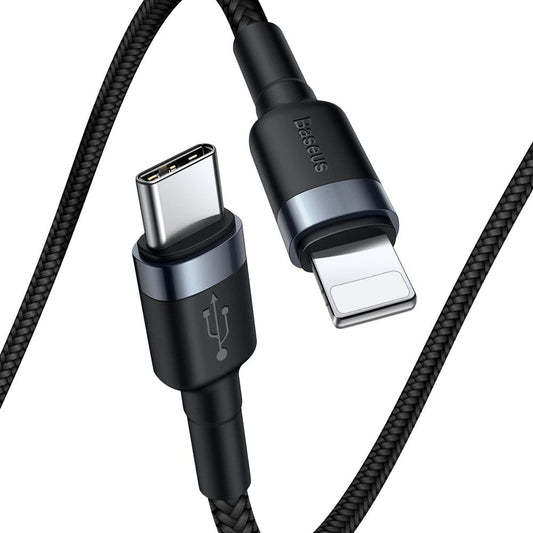 Data- og opladningskabel USB-C - Lightning Baseus Cafule, 18W, 1m, grå CATLKLF-G1 CATLKLF-G1