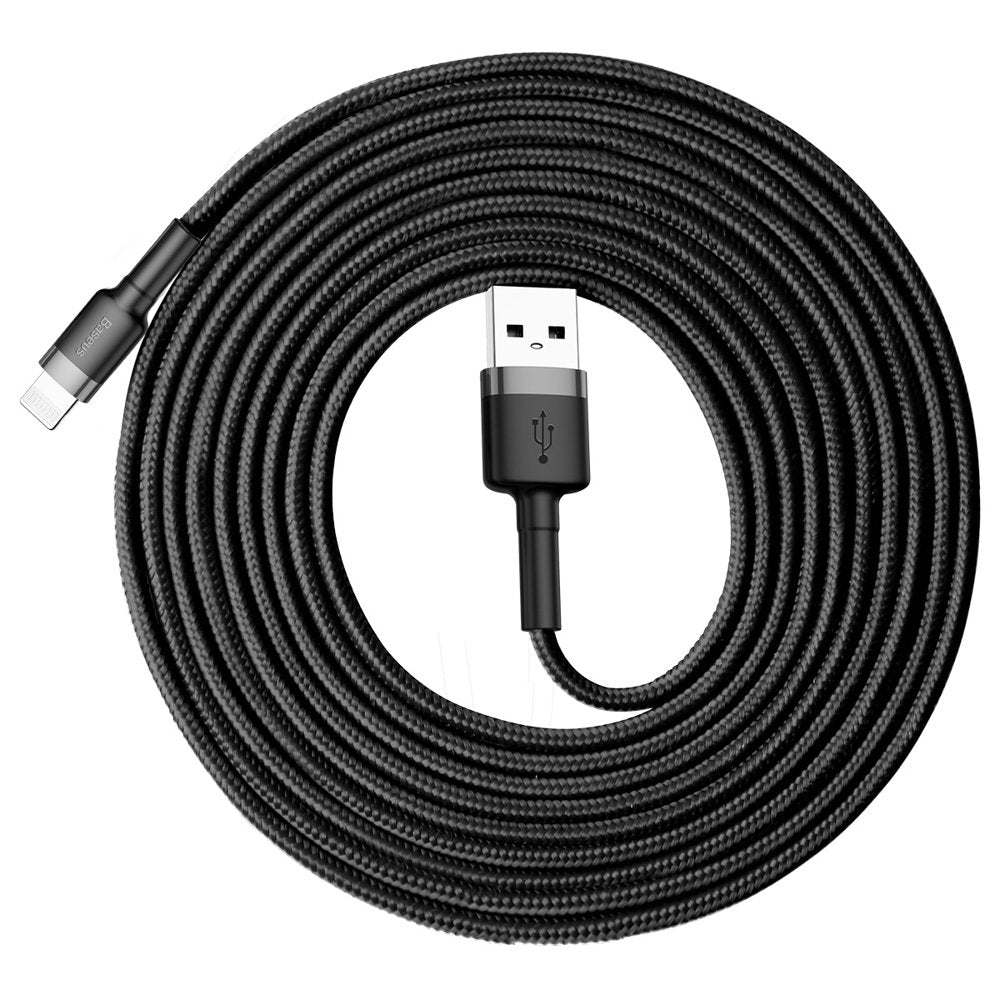USB-A - Lightning Baseus Cafule data- og opladningskabel, 18W, 3m, Grå CALKLF-RG1