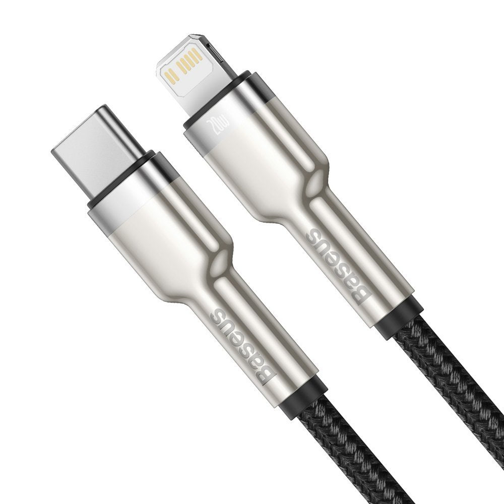 USB-C to Lightning Baseus Cafule Metal Series Cable, 20W, 2m, Black CATLJK-B01