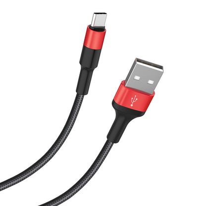 Data- og opladningskabel USB-A - USB-C HOCO X26 Xpress, 18W, 1m, Sort Rød