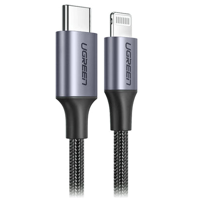 Data- og opladningskabel USB-C - Lightning UGREEN US304, 20W, 1m, Sort
