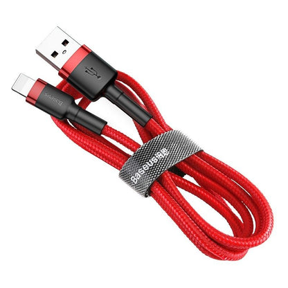 Data- og opladningskabel USB-A - Lightning Baseus Cafule, 18W, 1m, Rød CALKLF-B09