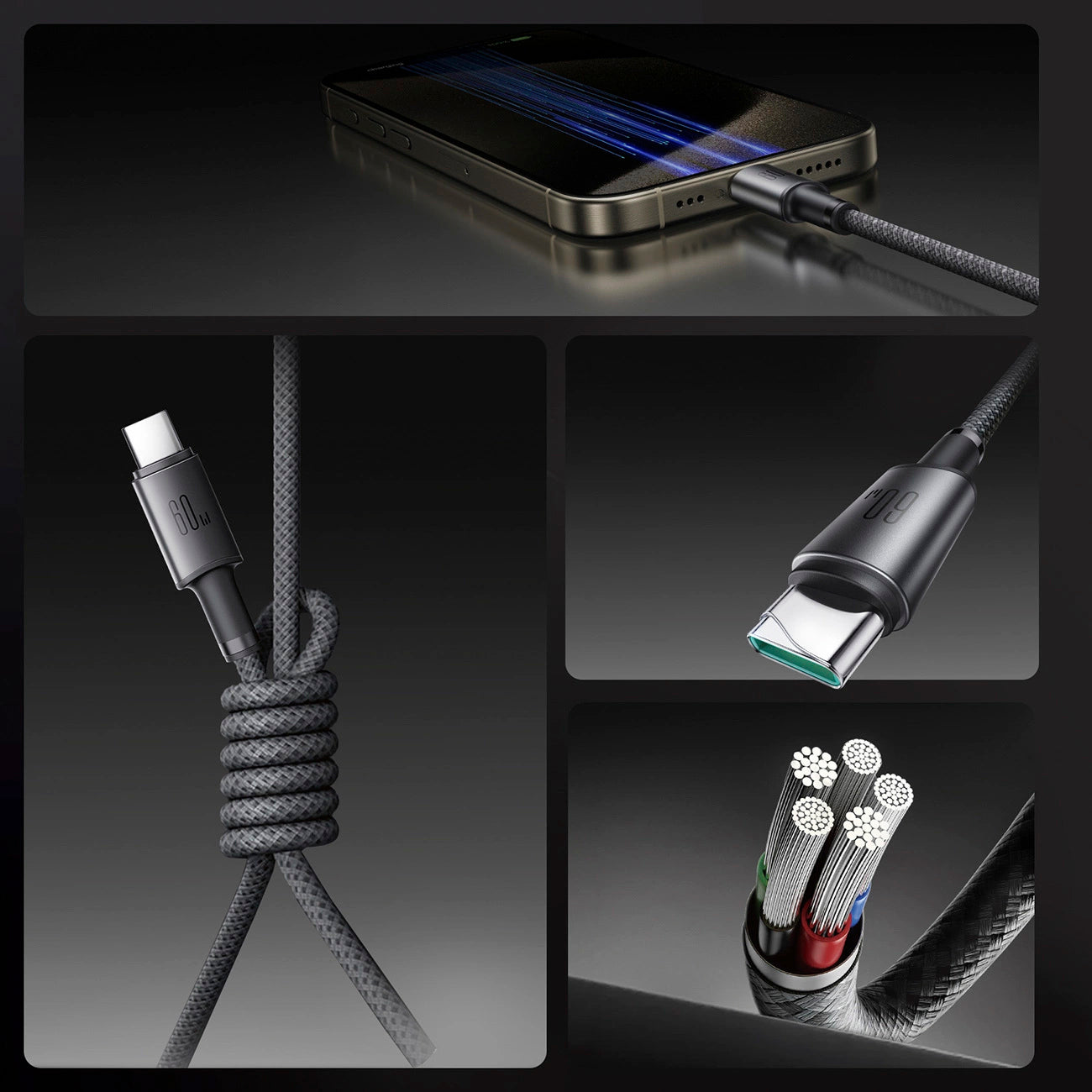 USB-C Data and Charging Cable - USB-C Joyroom S-A50, 60W, 1.2m, Gray