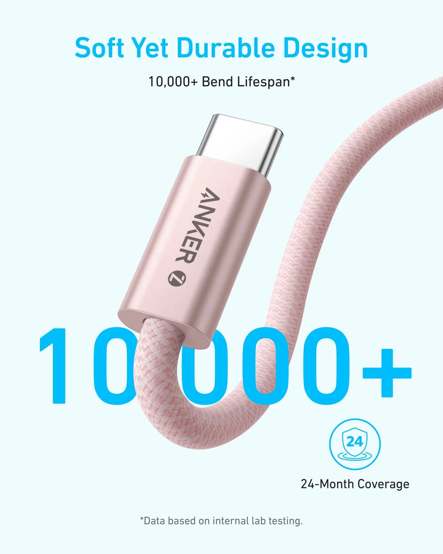 USB-C data- og opladningskabel - USB-C Anker Zolo, 240W, 1m, Sort A8060H11