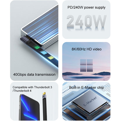 USB-C Data- og Opladningskabel - USB-C OEM Angled 8K Video Version 3, 240W, 0.15m, Sort