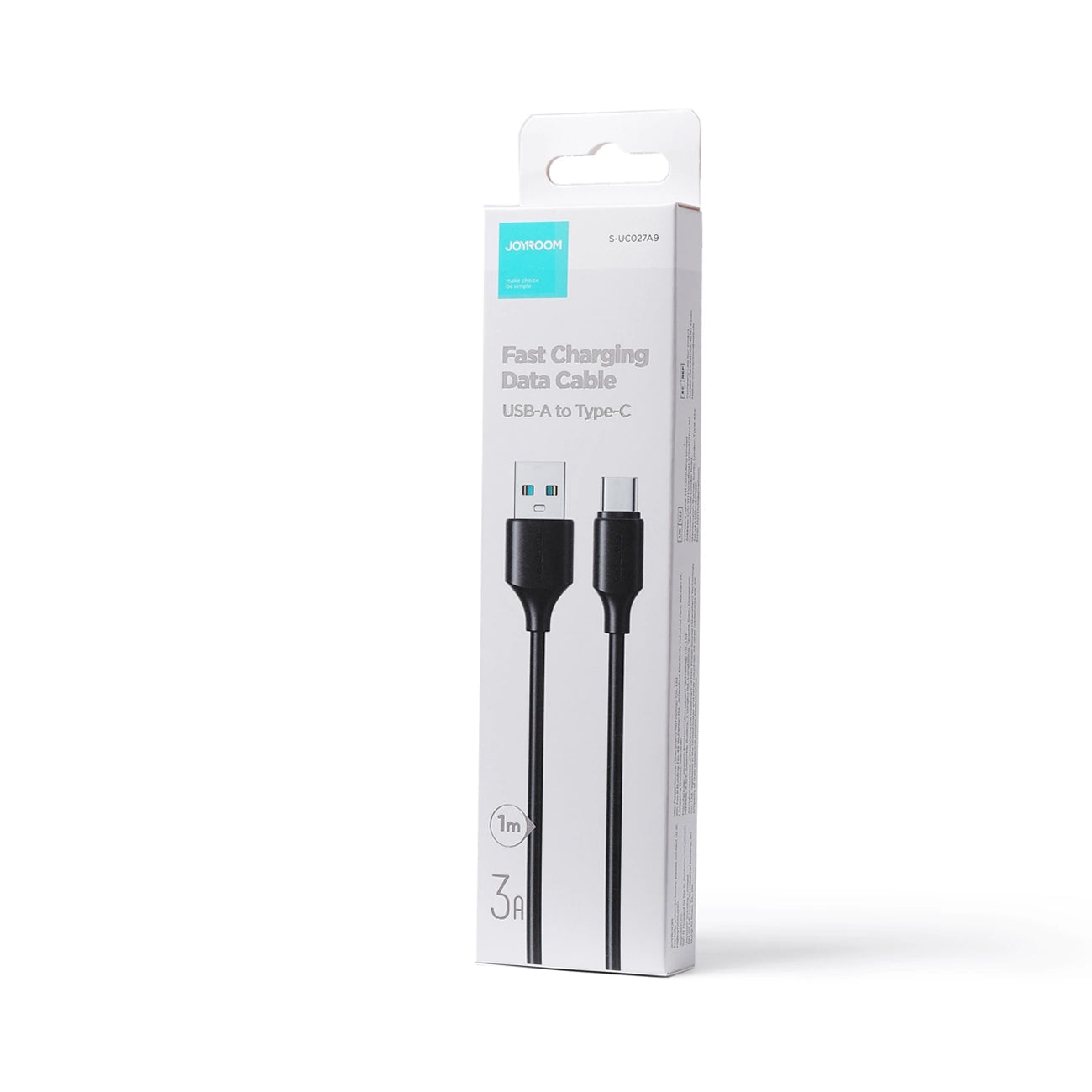 Data- og opladningskabel USB-A - USB-C Joyroom S-UC027A9, 20W, 1m, Sort