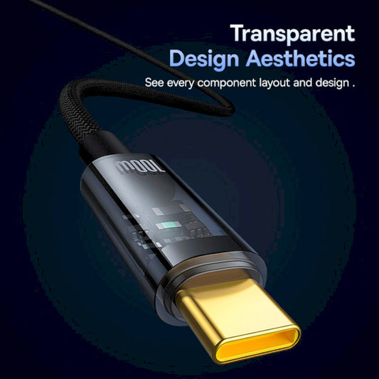 USB-C Data og Opladningskabel - USB-C Baseus Explorer, 100W, 2m, Sort P10319704111-00