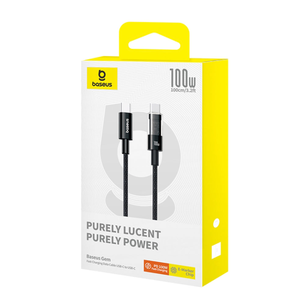 USB-C - USB-C Baseus Gem data- og opladningskabel, 100W, 1m, Sort P10373000111-00