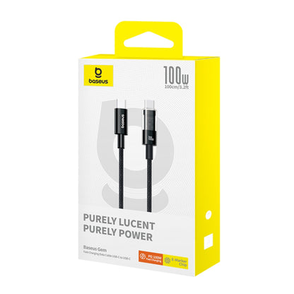 USB-C - USB-C Baseus Gem data- og opladningskabel, 100W, 1m, Sort P10373000111-00
