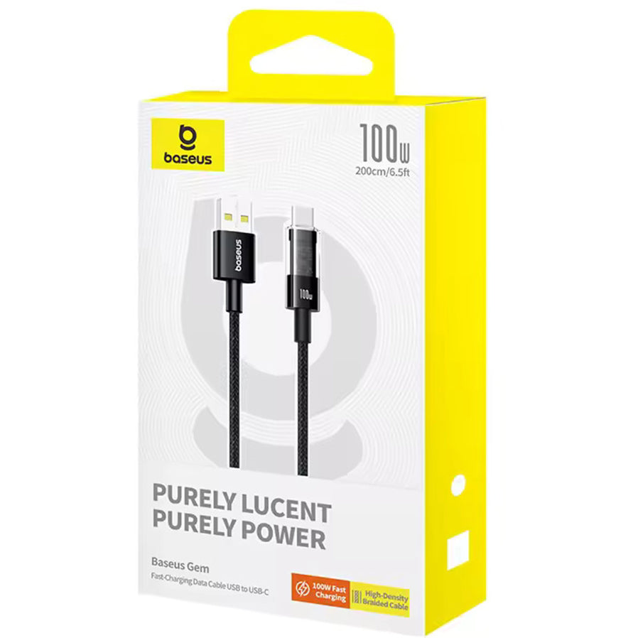 Data- og opladningskabel USB-A - USB-C Baseus Gem, 100W, 2m, Sort P10373002111-01