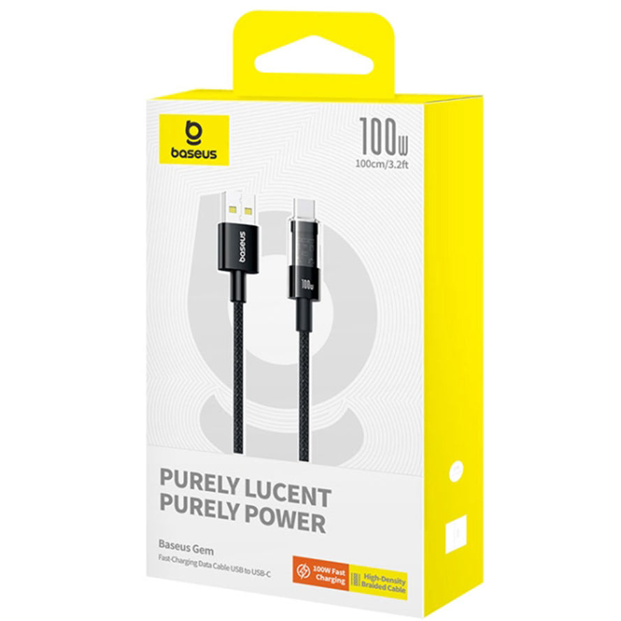Data- og opladningskabel USB-A - USB-C Baseus Gem, 100W, 1m, Sort P10373002111-00