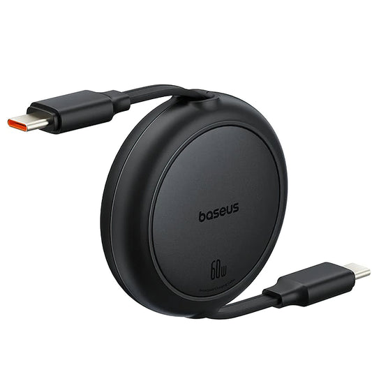 Data- og opladningskabel USB-C - USB-C Baseus Free2Pull Mini Retractable, 60W, 1m, Sort P10364500111-01
