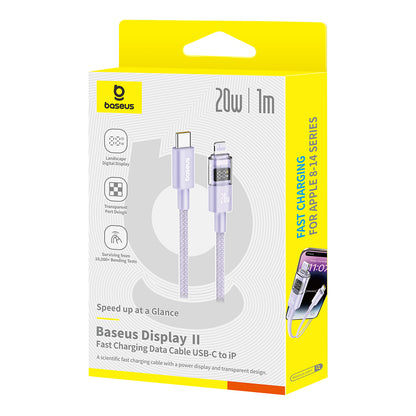 USB-C - USB-C Baseus Display 2 data- og opladningskabel, 100W, 1m, Lilla P10382702511-00