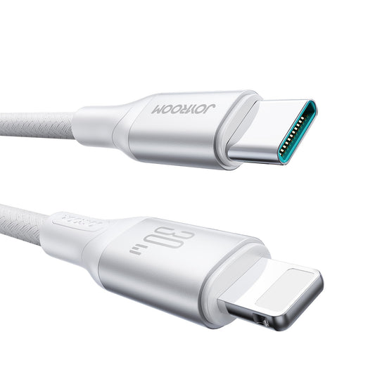 USB-C - Lightning Joyroom S-A28 Flash data- og opladningskabel, 30W, 1m, Hvid