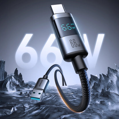 Data- og opladningskabel USB-A - USB-C Joyroom S-A16 Pro Prism Display, 66W, 1,2m, Sort