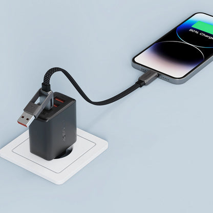 Data- og opladningskabel USB-C - USB-A / USB-C Acefast C13-05, 60W, 0,2m, Sort