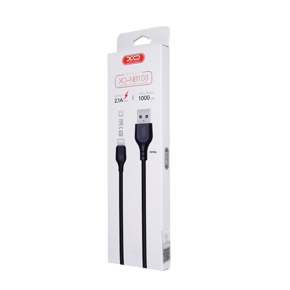 Data- og opladningskabel USB-A - USB-C XO Design NB103, 18W, 1m, Hvid