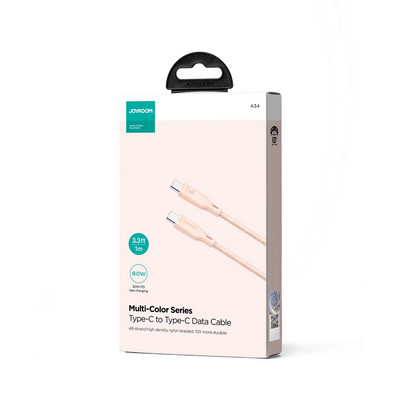 USB-C data- og opladningskabel - USB-C Joyroom S-A34, 60W, 1m, Pink