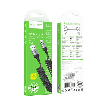 USB-A - Lightning Data og Opladningskabel HOCO X121, 27W, 1.5m, Sort