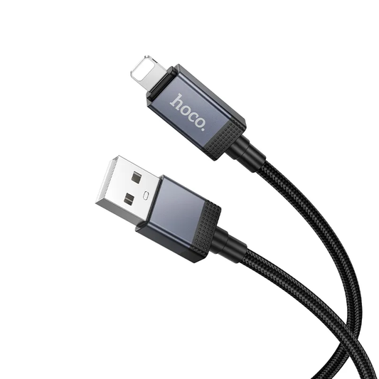 Data- og opladningskabel USB-A - Lightning HOCO X118 Display, 12W, 1m, Sort