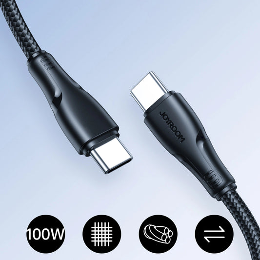 USB-C data- og opladningskabel - USB-C Joyroom S-A11, 60W, 0,25m, Sort