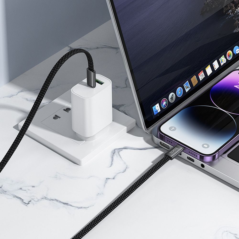 USB-C data- og opladningskabel - USB-C HOCO X125, 60W, 1m, Hvid