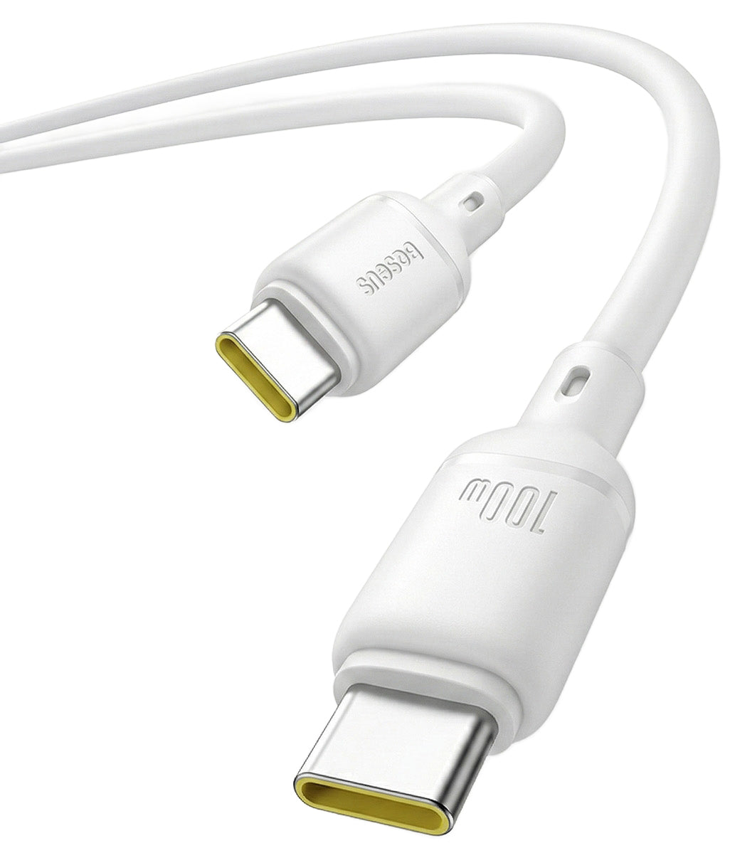 USB-C - USB-C Baseus Silky data- og opladningskabel, 100W, 1m, Hvid P10377704213-00