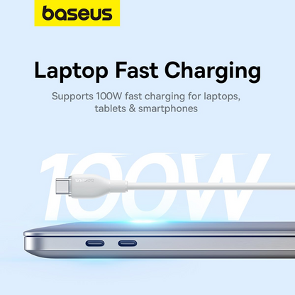 Data- og opladningskabel USB-C - USB-C Baseus Pudding, 100W, 1.2m, Hvid P10355702221-00