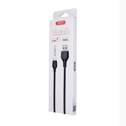 Data- og opladningskabel USB-A - microUSB XO Design NB103, 18W, 2m, Sort