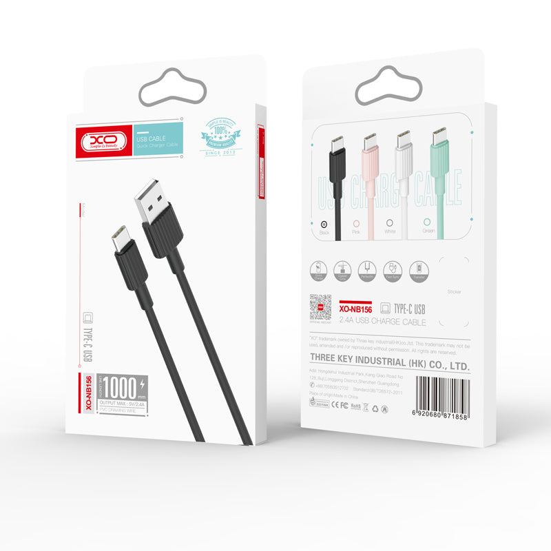 Data- og opladningskabel USB-A - USB-C XO Design NB156, 18W, 1m, Sort