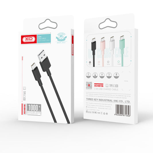 Data- og opladningskabel USB-A - USB-C XO Design NB156, 18W, 1m, Sort