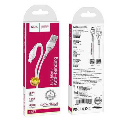 Data- og opladningskabel USB-A - Lightning HOCO X37, 18W, 1m, Hvid