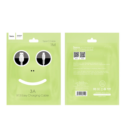 Data- og opladningskabel USB-A - USB-C HOCO X13 Easy, 18W, 1m, Sort