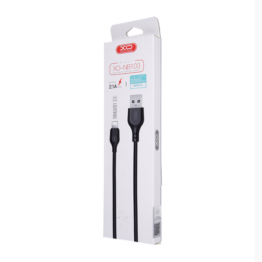 Data- og opladningskabel USB-A - Lightning XO Design NB103, 18W, 2m, Hvid